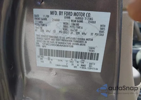 2010 Ford Escape Xlt z USA, uszkodzony, nr VIN 1FMCU9DG6AKB09108